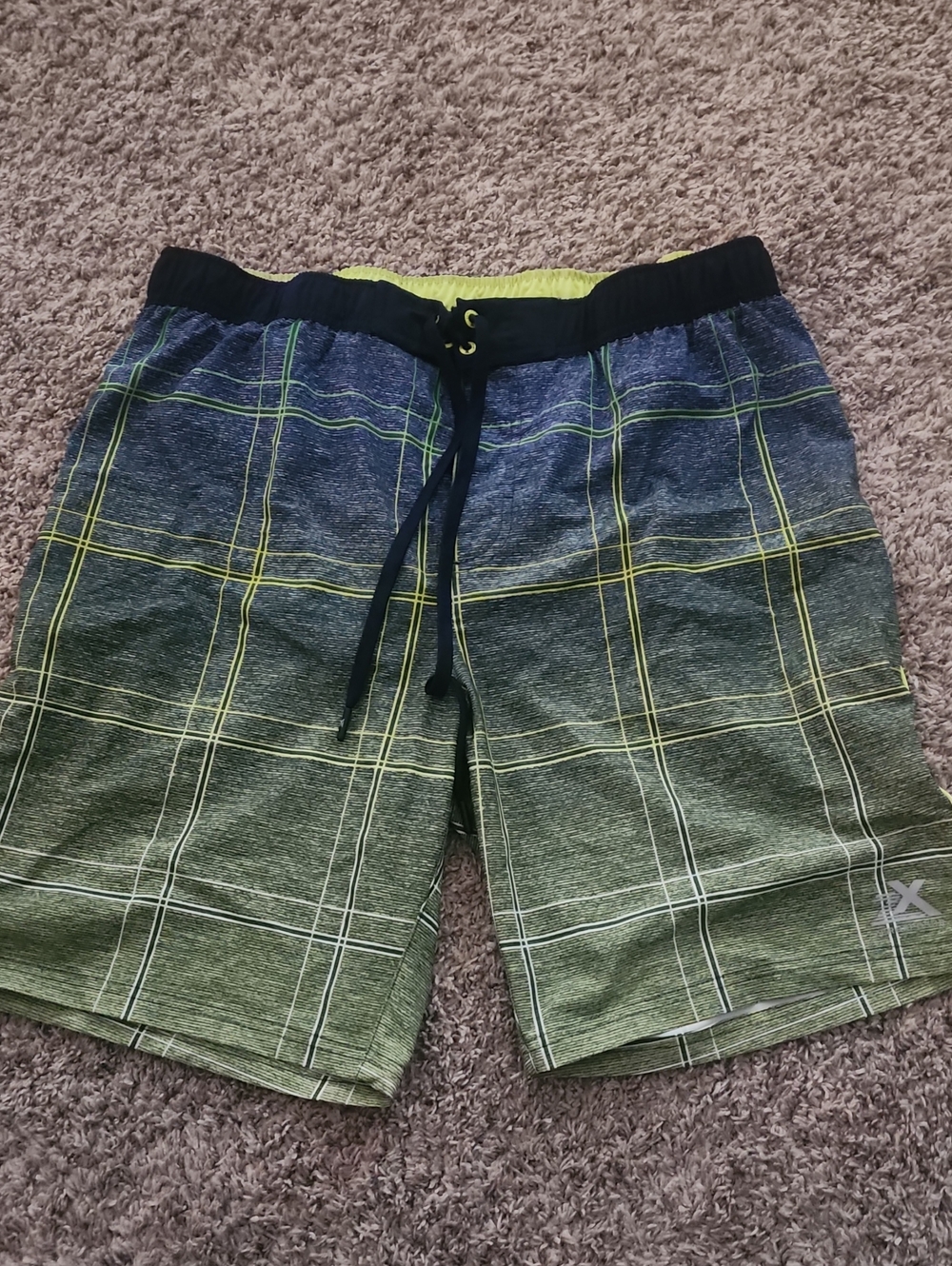 ZeroXposur Light Gray Swim Shorts with Neon Yellow Liner